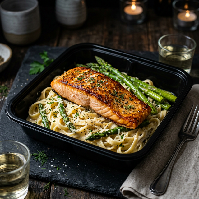 Crispy Salmon Alfredo meal prep